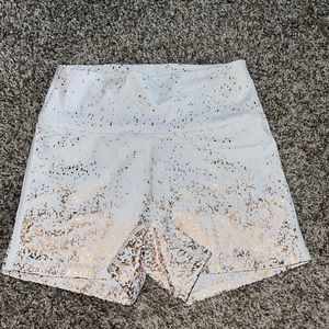White spandex workout shorts
